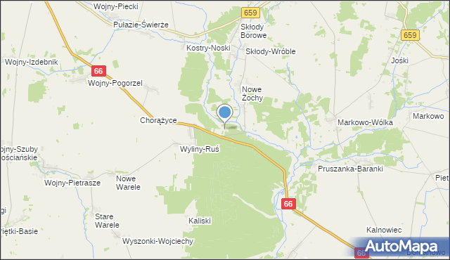 mapa Leśniczówka Wyliny, Leśniczówka Wyliny na mapie Targeo